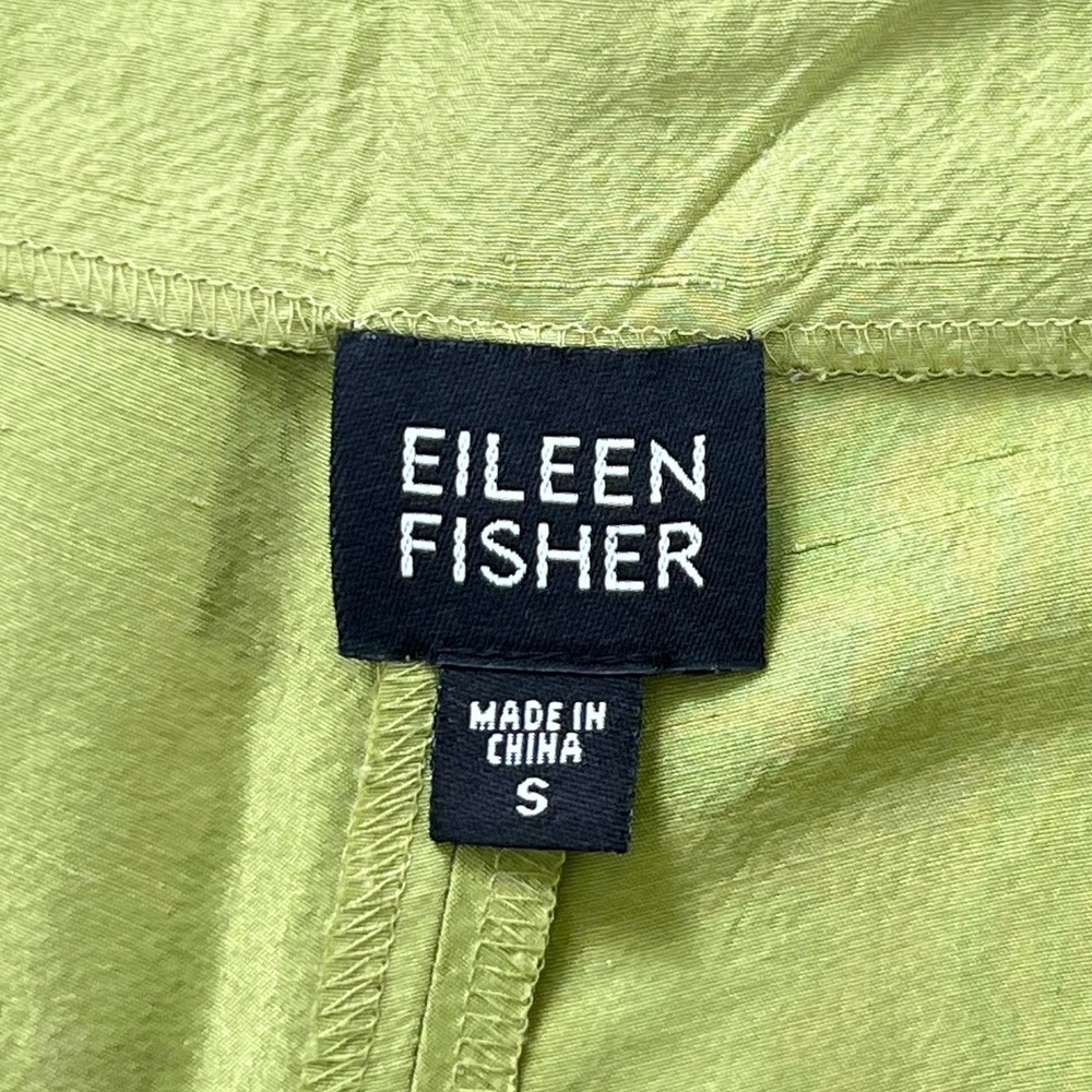 Eileen Fisher Silk Georgette Crepe Women's Straight Leg Pants Size S Green Matte - Picture 4 of 10